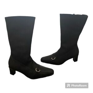NWT Eric Michael Denmark Heel Black Dress Boot | Calf Height | Size 38/7
